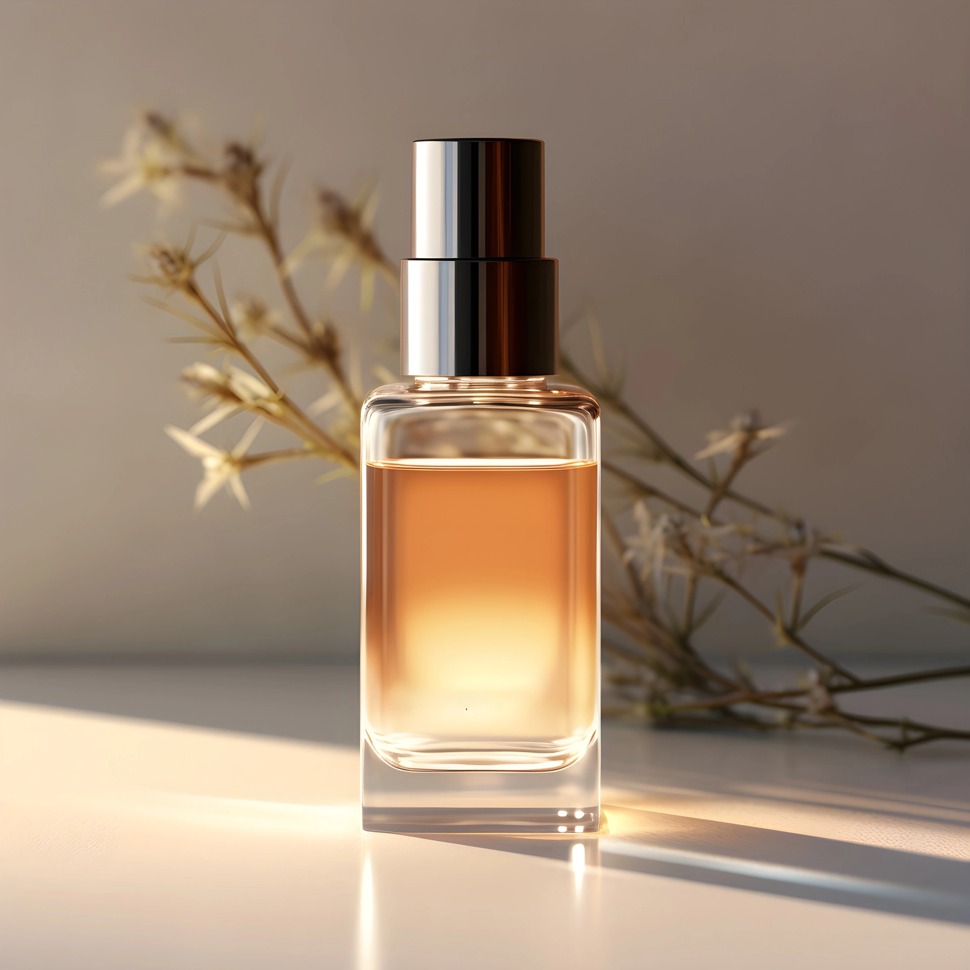 medium vecteezy a transparent bottle of perfume on a table generative ai 30762718 medium