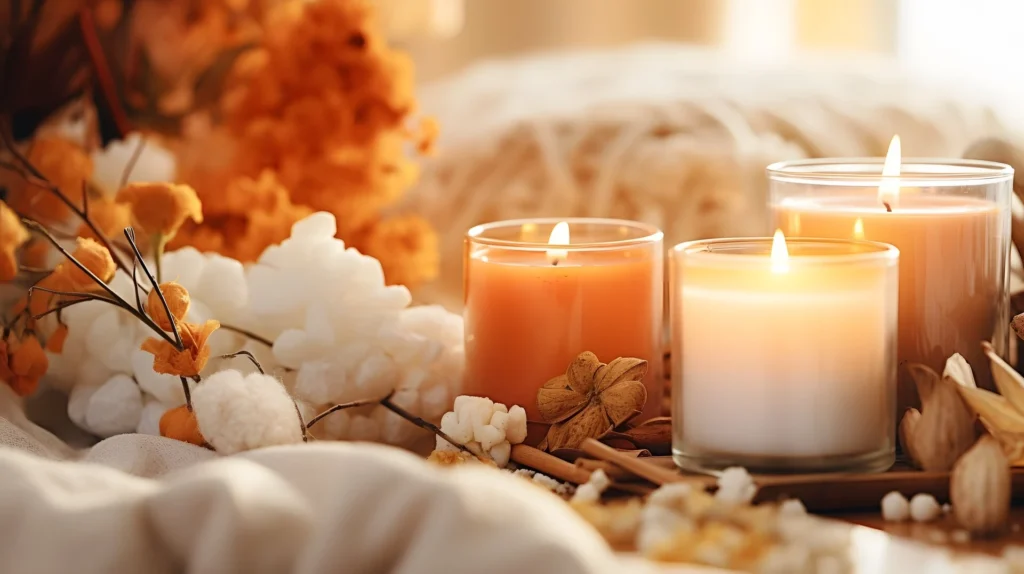 medium vecteezy pumpkin spice potpourri and candles cozy background layout 34223239 medium